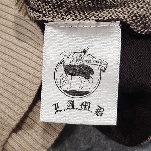 L.A.M.B. Gwen Stefani Womens L Large Cotton Cashmere Knit Zig Zag V Neck Sweater - Picture 9 of 12